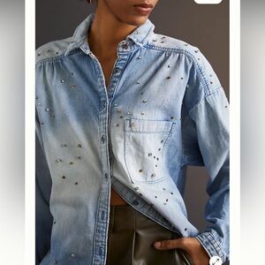 Pilcro | Studded Denim Button-Up Shirt